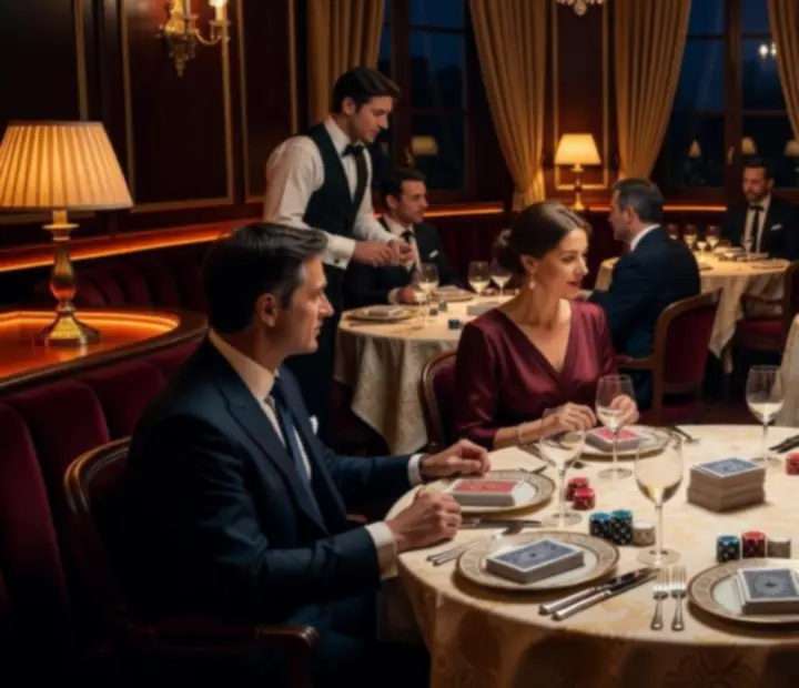 Ambiance de soirée raffinée au restaurant Chatevoria avec tables dressées et lumière tamisée