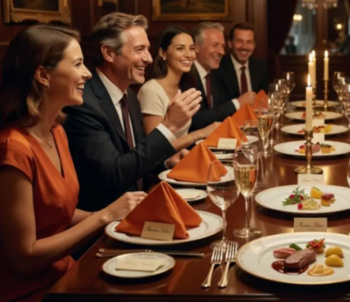 Table gastronomique dressée pour un dîner d’exception lors d’une privatisation de restaurant